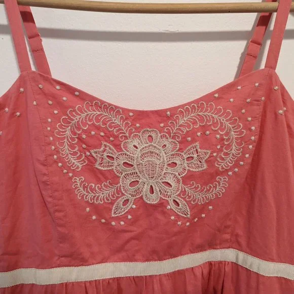 Anthropologie Moulinette Soeurs Pink Embroidered Cotton Dress - Picture 3 of 10